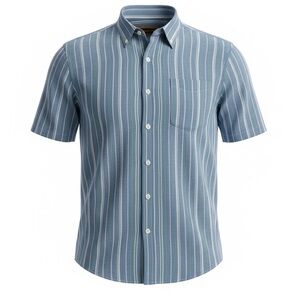 Foundry Supply Co Men’s 3XL Blue 
/green Striped Short Sleeve Button Down Shirt